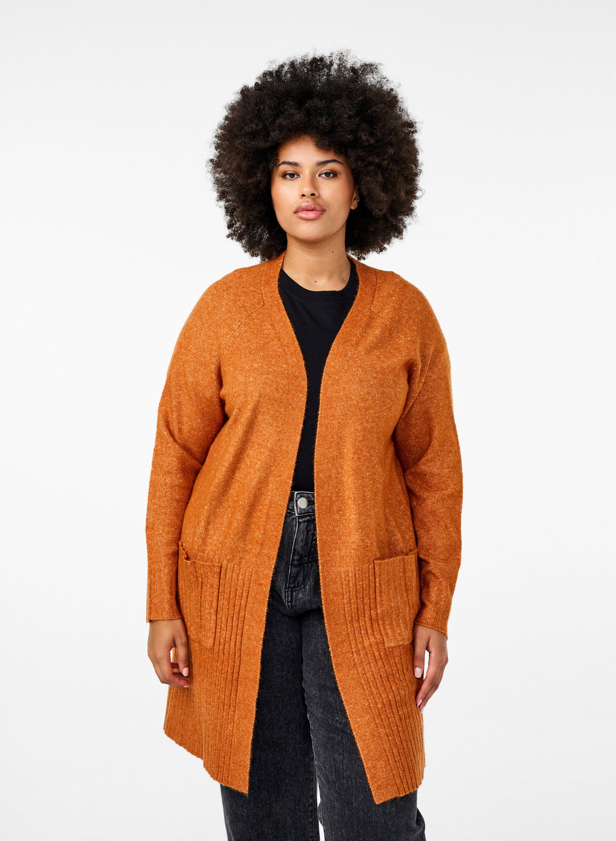 Zizzi Vista Cardigan in Orange