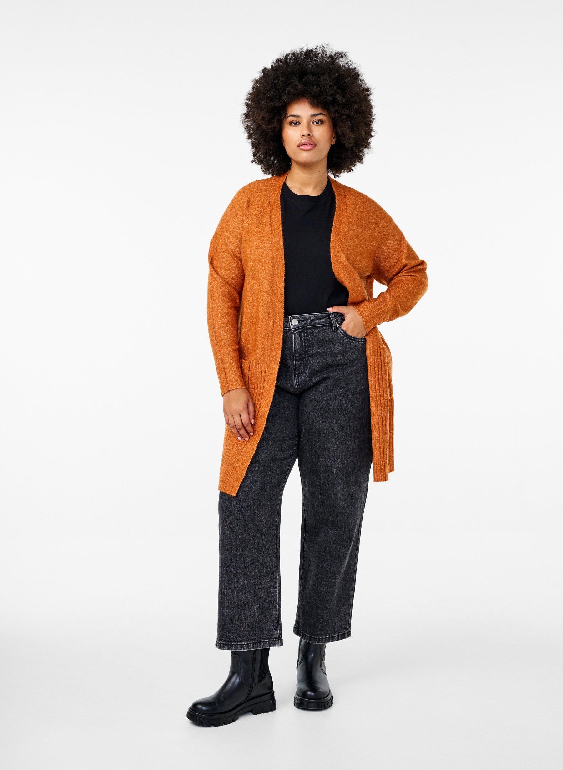 Zizzi Vista Cardigan in Orange