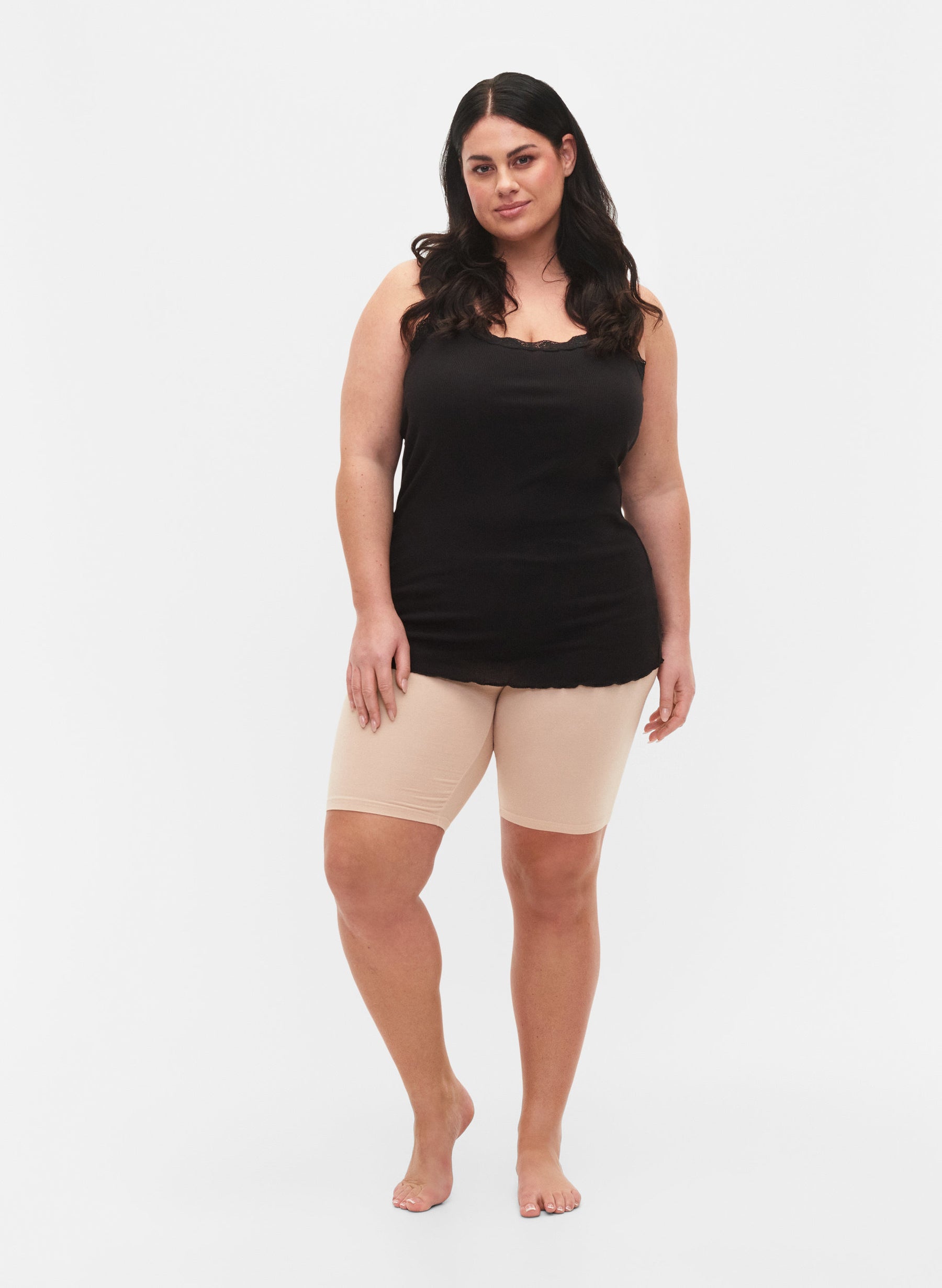 Zizzi Two Pack Shorts-Black and Beige