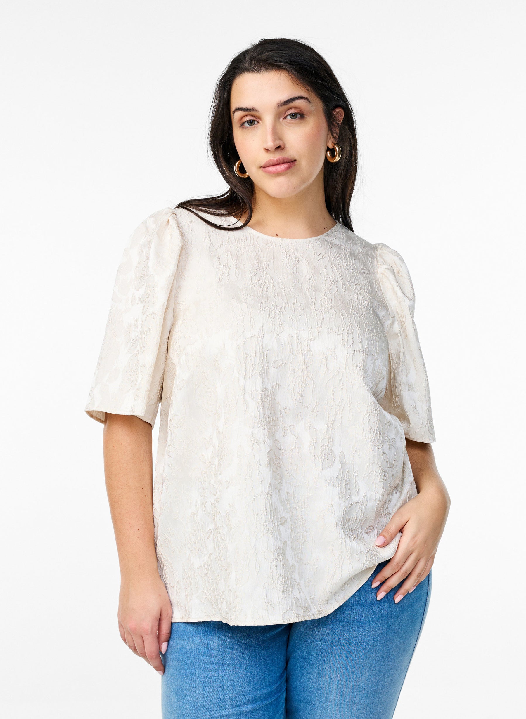Zizzi Ariel Blouse in Cream