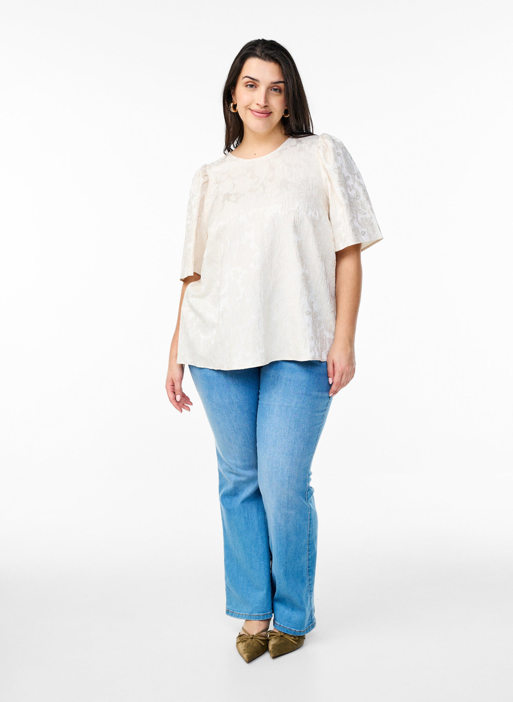 Zizzi Ariel Blouse in Cream