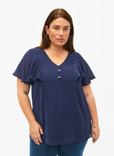 Zizzi Mhajar Blouse in Navy