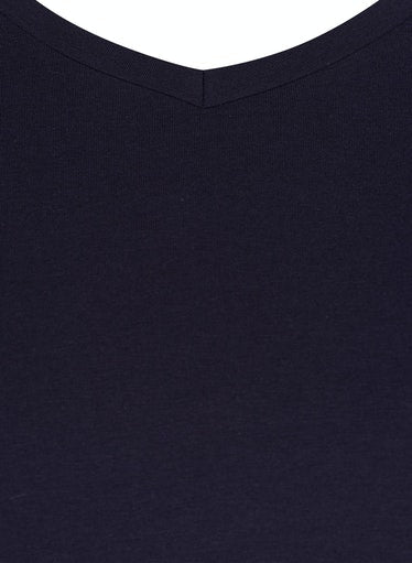 Zizzi Cotton V-Neck Tee Shirt Navy