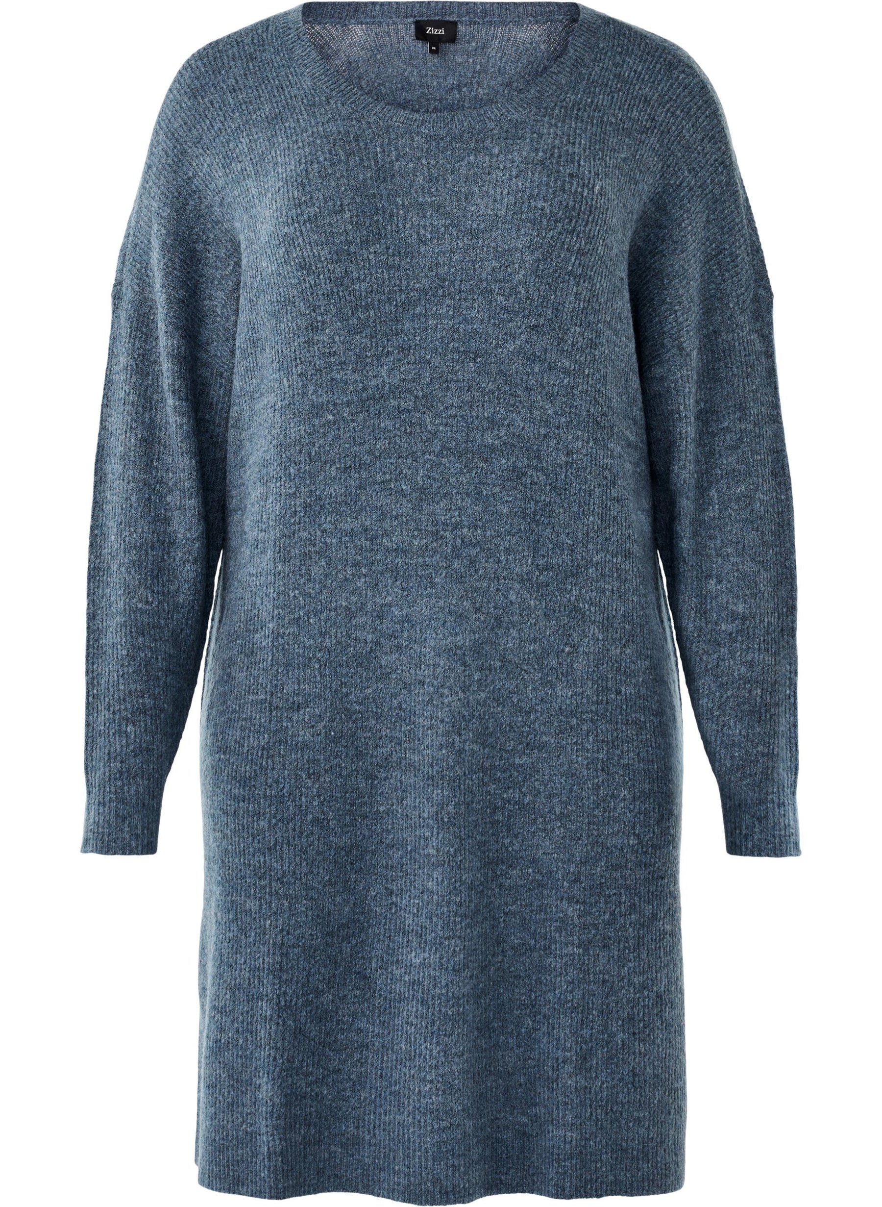 Zizzi Maya Knitted Dress in Blue