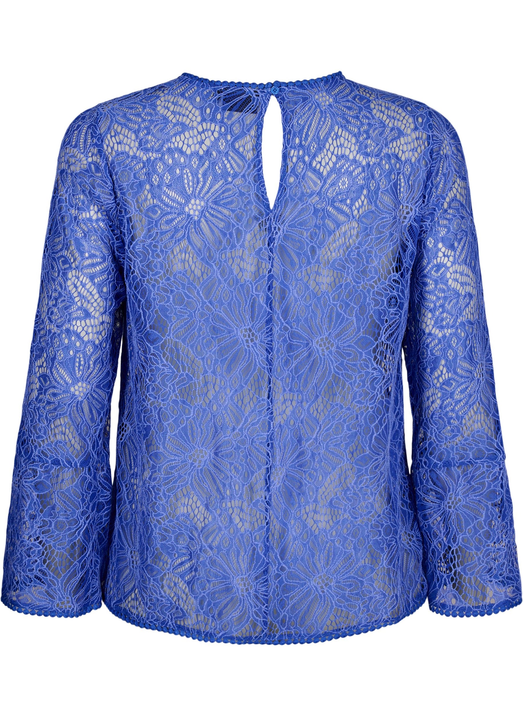 Zizzi Anne Lace Blouse in Blue