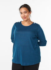 Zizzi Lucca Button Shoulder Jumper in Teal