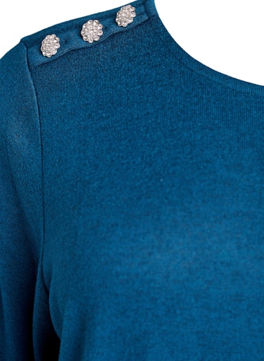 Zizzi Lucca Button Shoulder Jumper in Teal