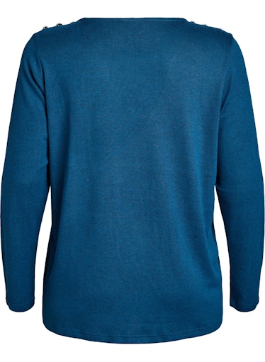 Zizzi Lucca Button Shoulder Jumper in Teal