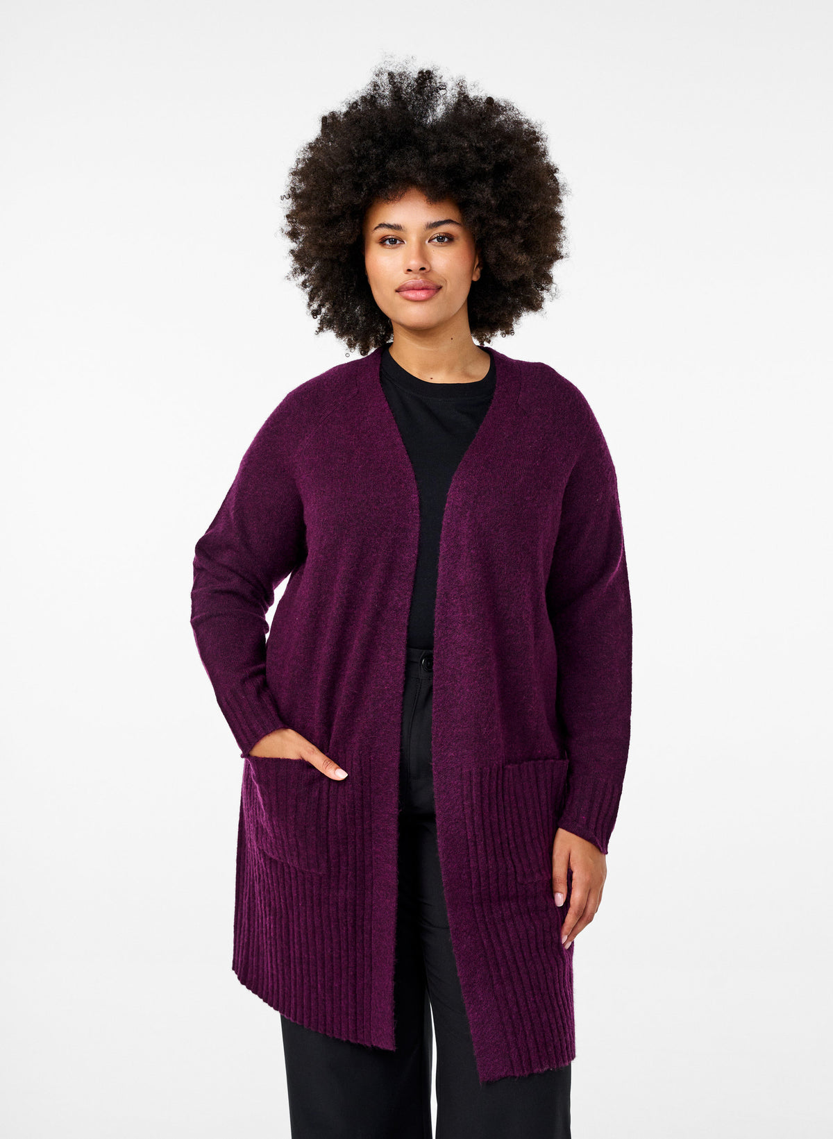 Zizzi Vista Cardigan in Purple