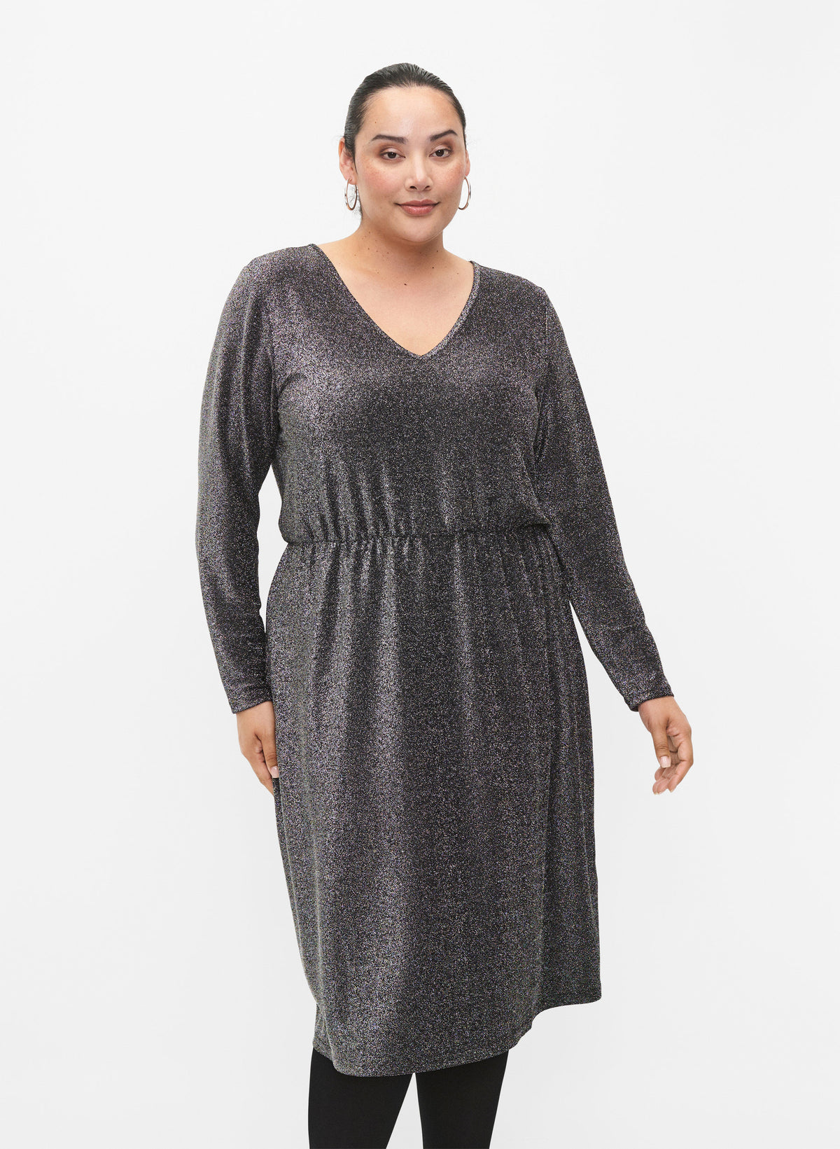 Zizzi Dania Sparkle Dress in Silver