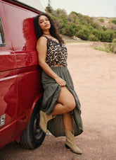 Zizzi Ali Vest in Leopard Print