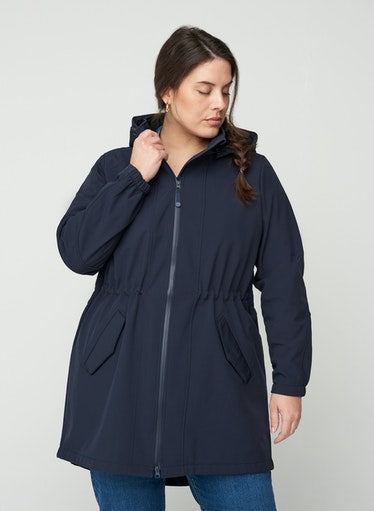 Zizzi Aspen Coat in Navy Plus Size Coats Wardrobeplus.ie