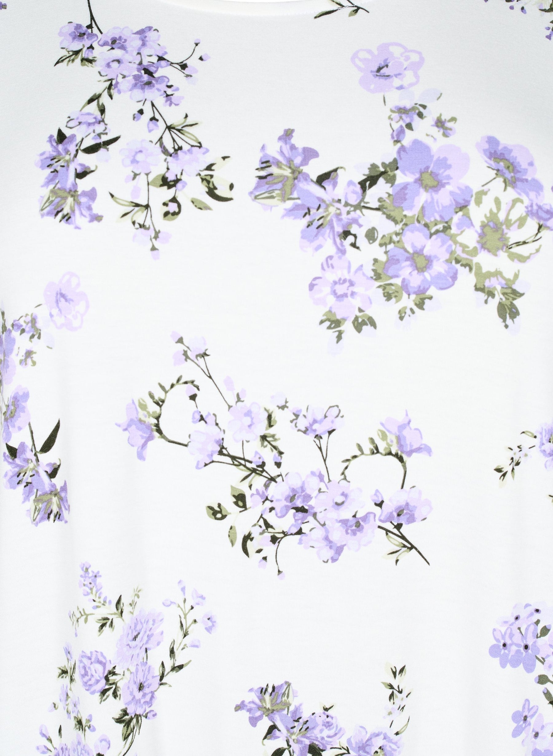 Zizzi Malis White T-Shirt with Purple Flowers