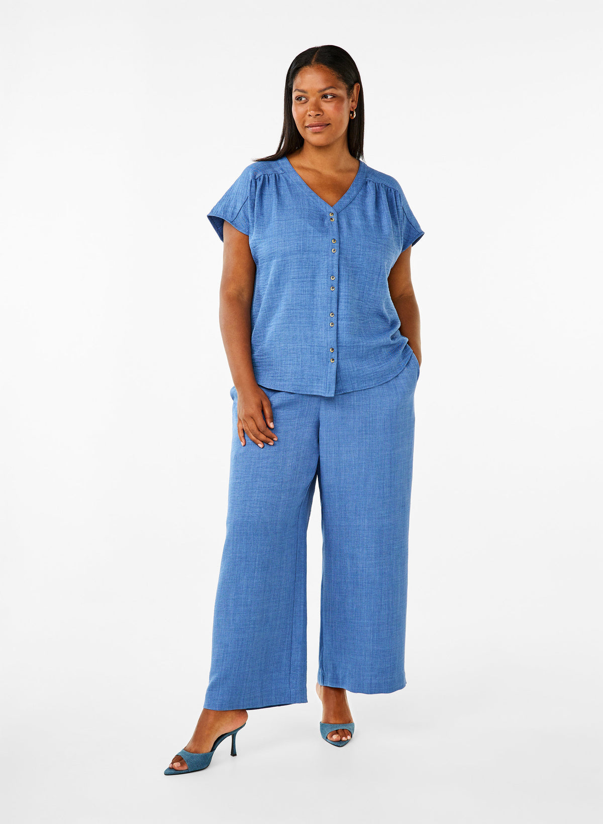 Zizzi Alabama Trousers in Denim Blue