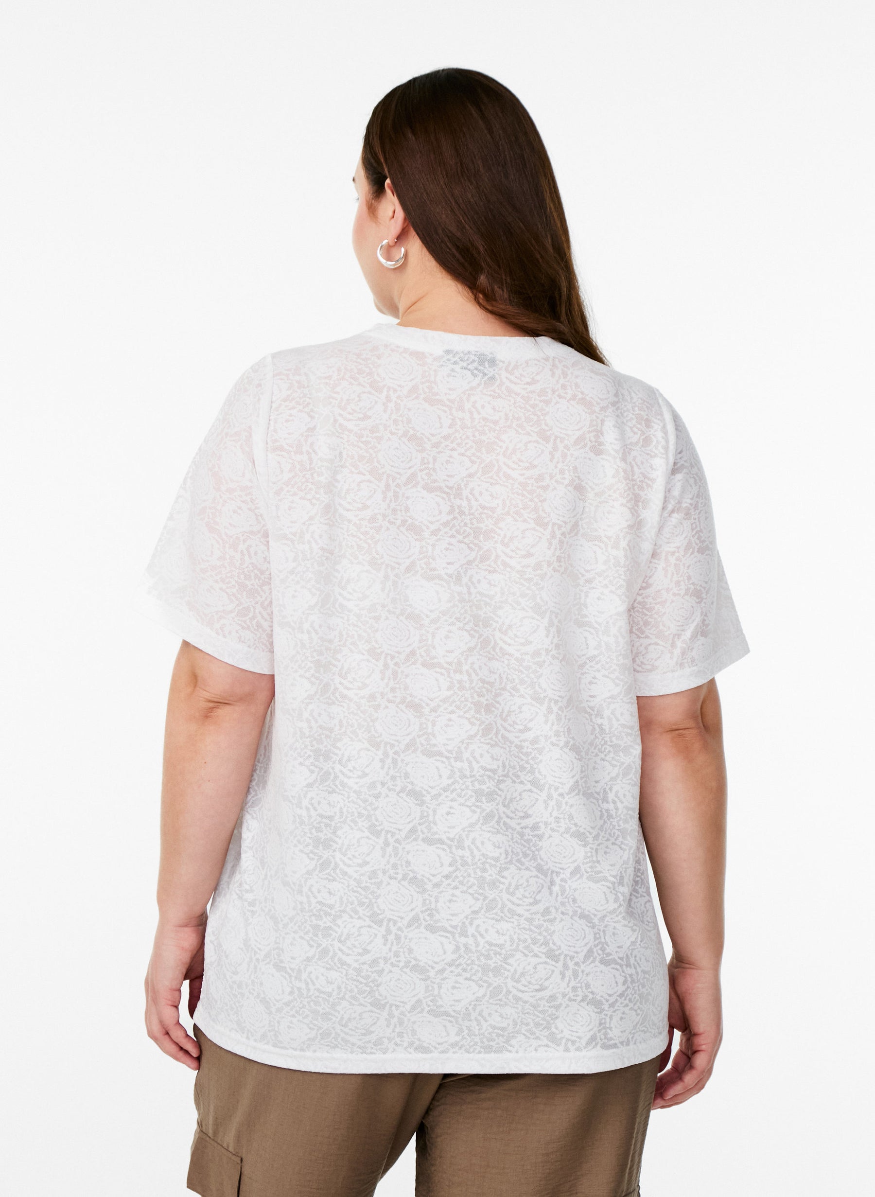 Zizzi Amol Lace T-shirt in White