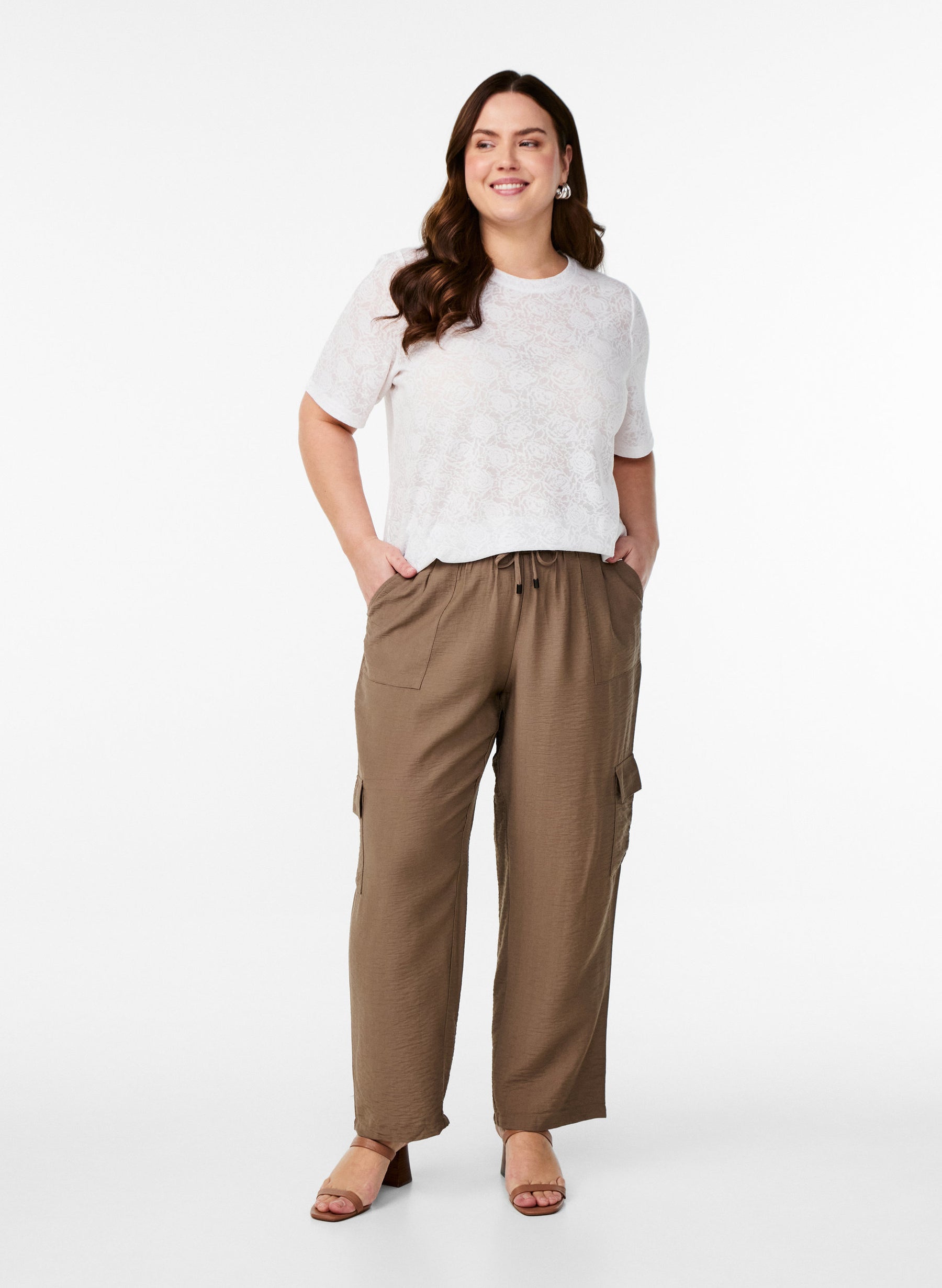 Zizzi Amol Lace T-shirt in White