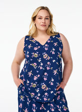 Zizzi Anni Sleeveless Top in Navy