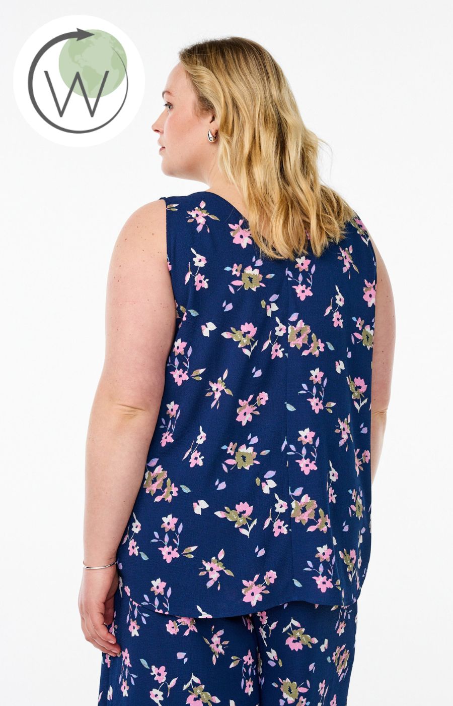 Zizzi Anni Sleeveless Top in Navy
