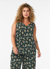 Zizzi Anni Top in Green Flower