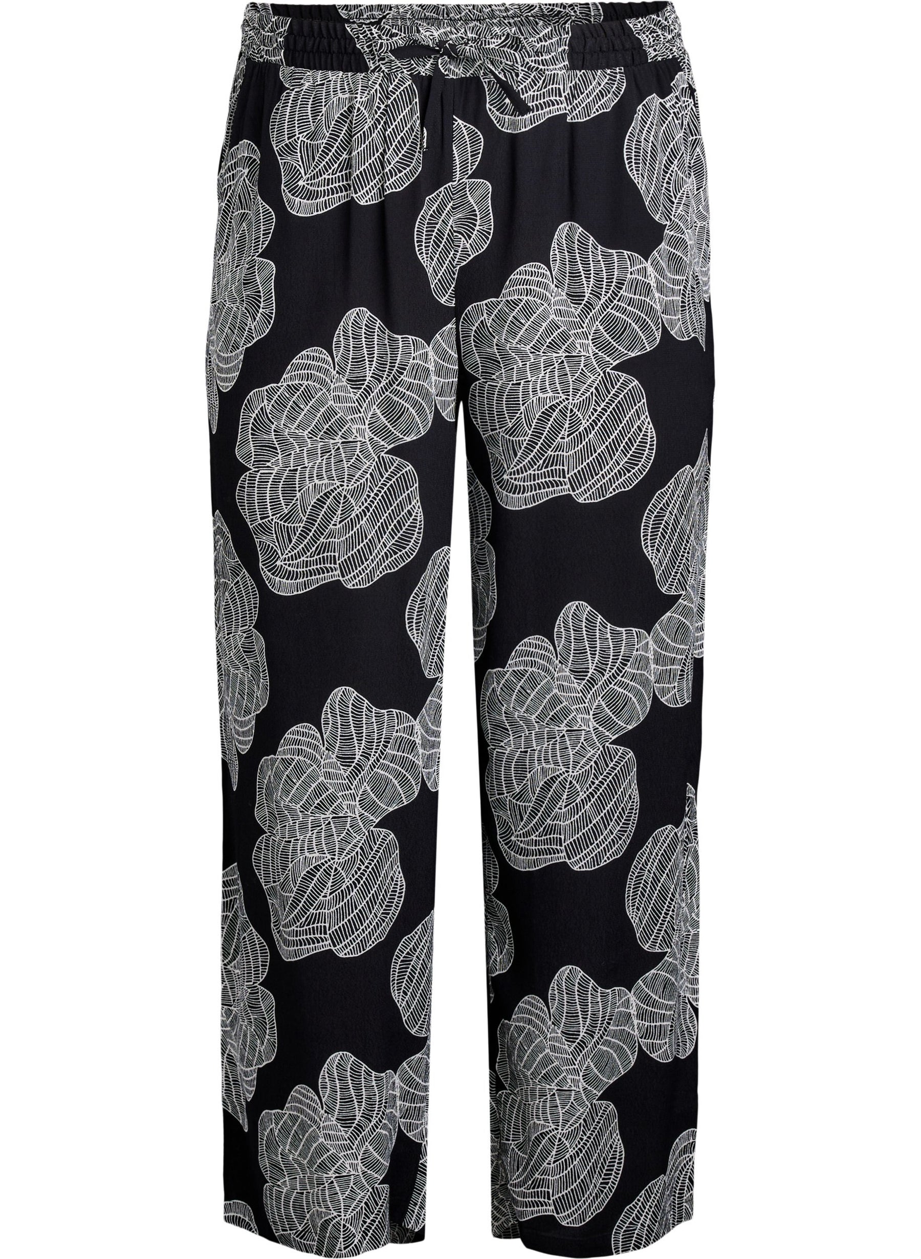 Zizzi Bella Trousers in Black Flower