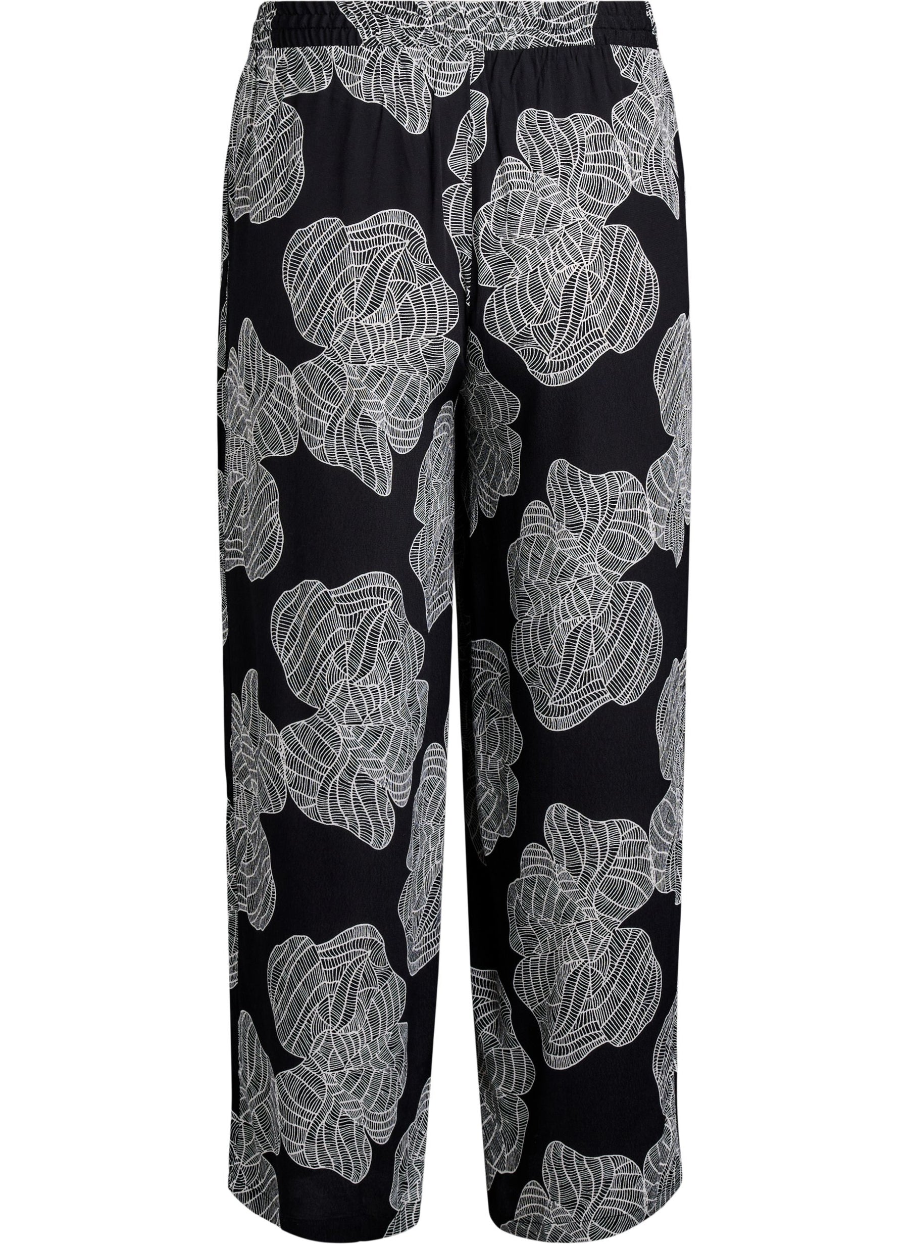 Zizzi Bella Trousers in Black Flower