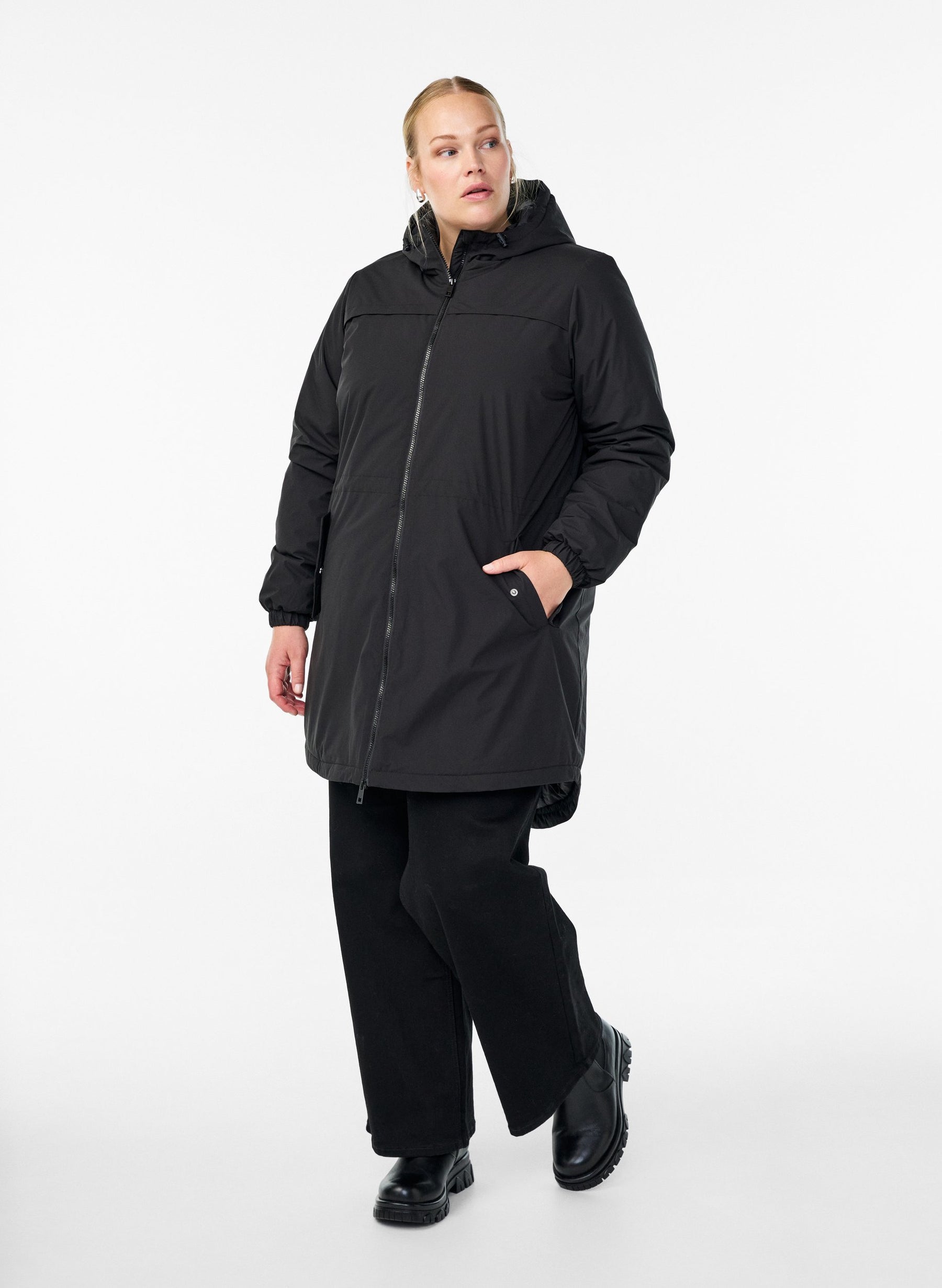 Zizzi Cam Coat in Black