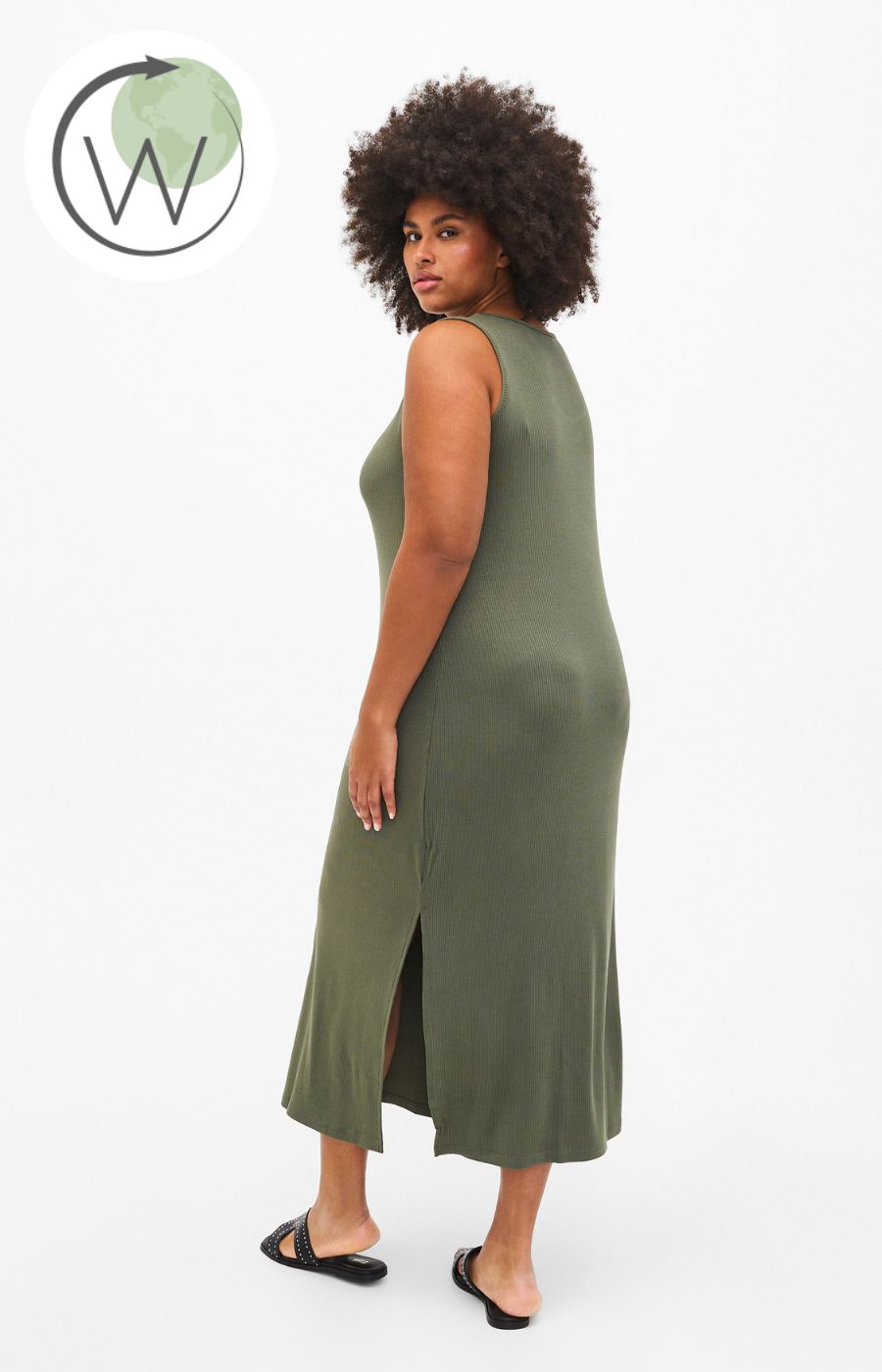 Zizzi Carly Dress in Khaki