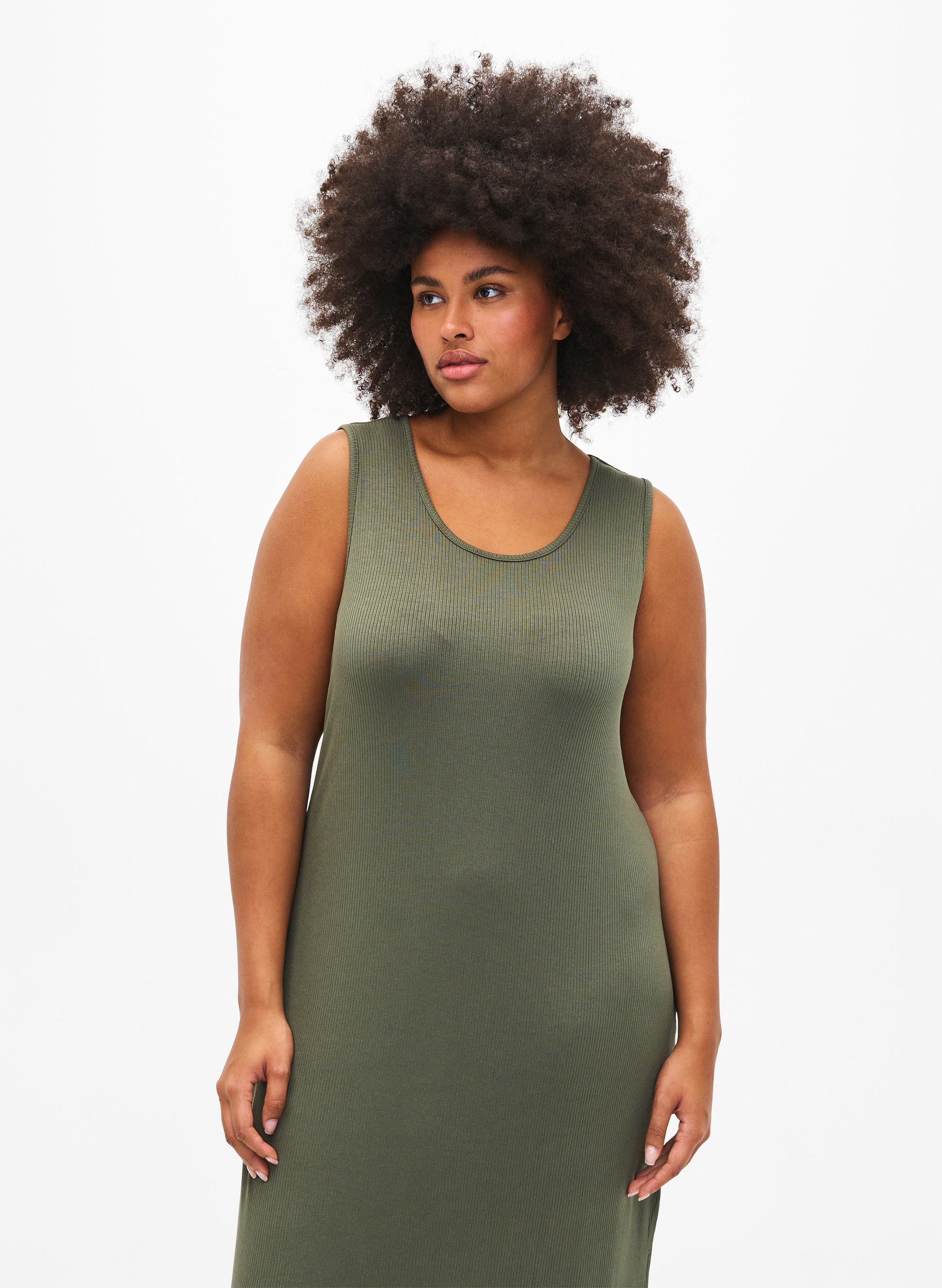 Zizzi Carly Dress in Khaki