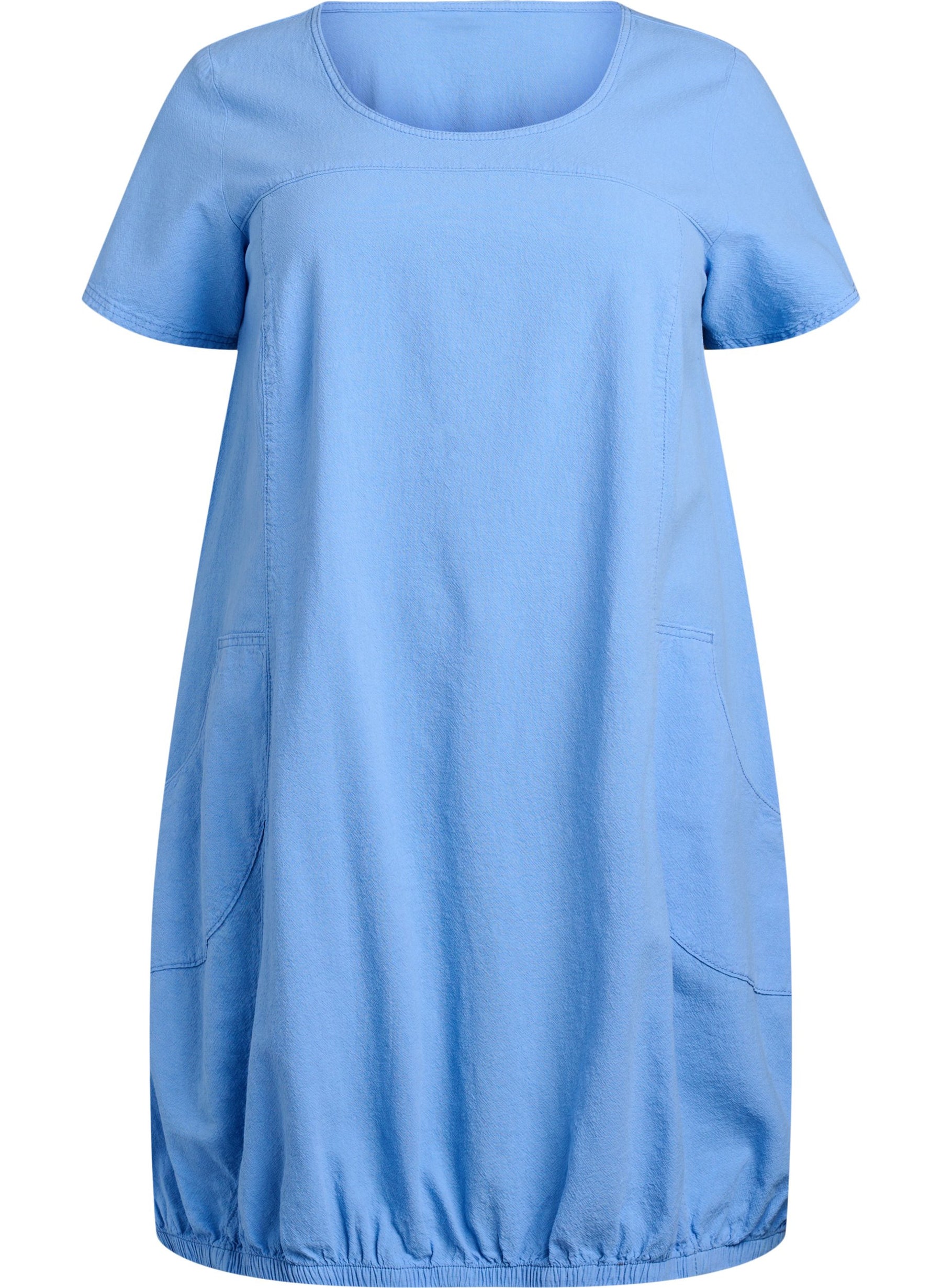 Zizzi Cotton Bubble Dress in Light Blue