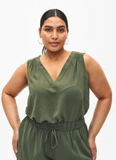 Zizzi Fikka Sleeveless Top in Khaki