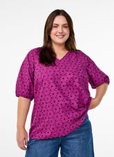 Zizzi Jenny Blouse in Magenta