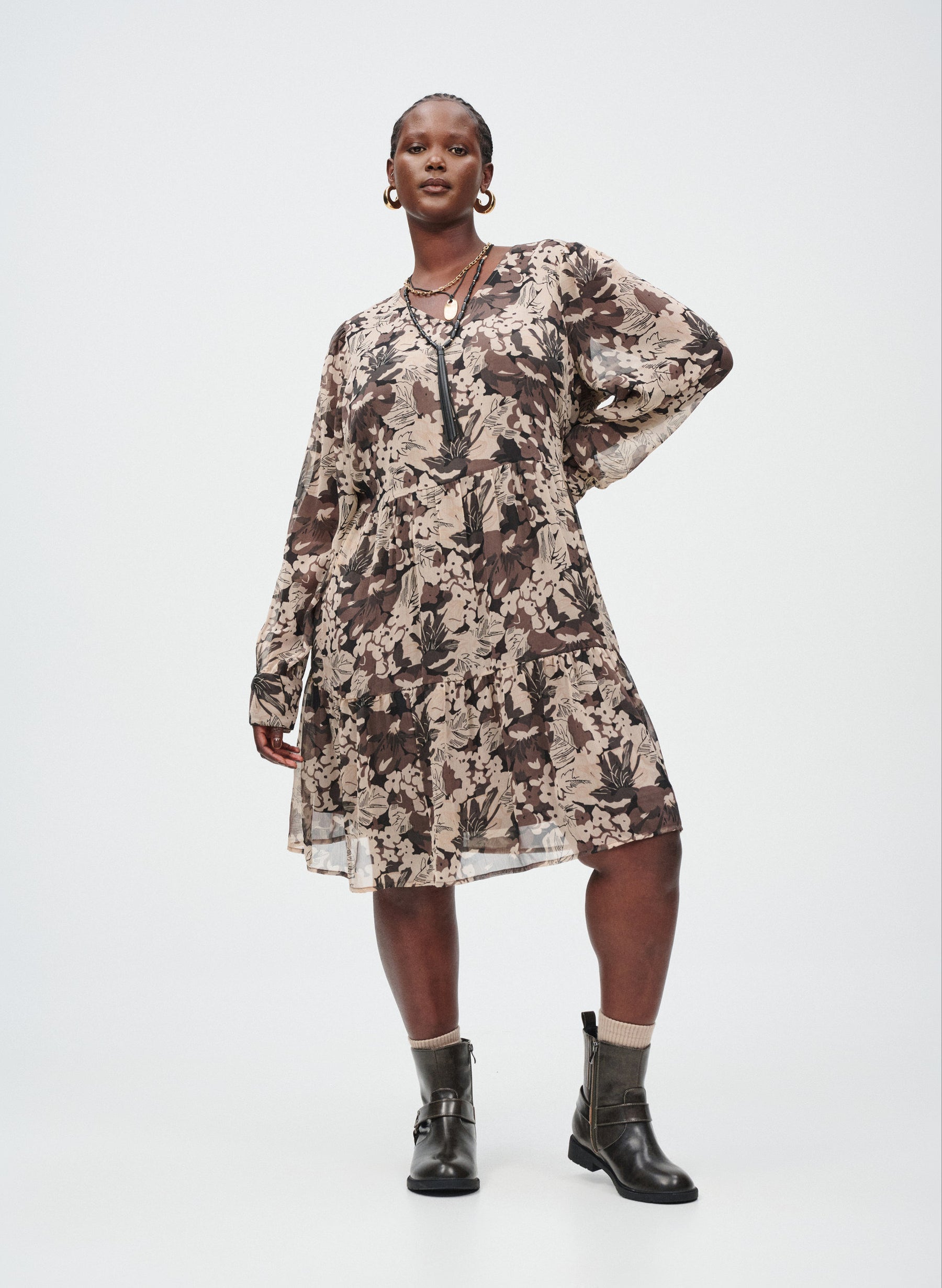 Zizzi Karina Dress in Brown