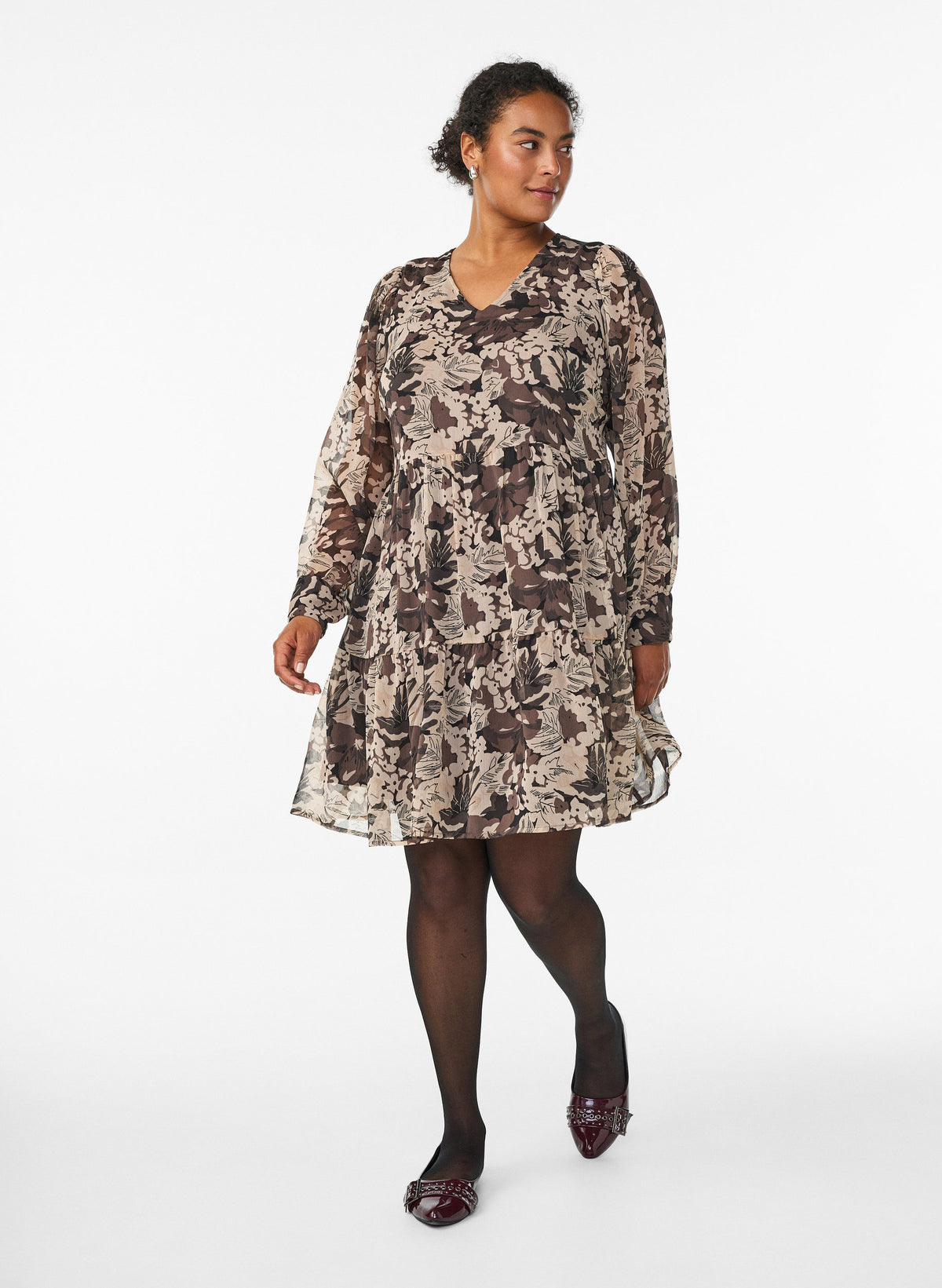 Zizzi Karina Dress in Brown