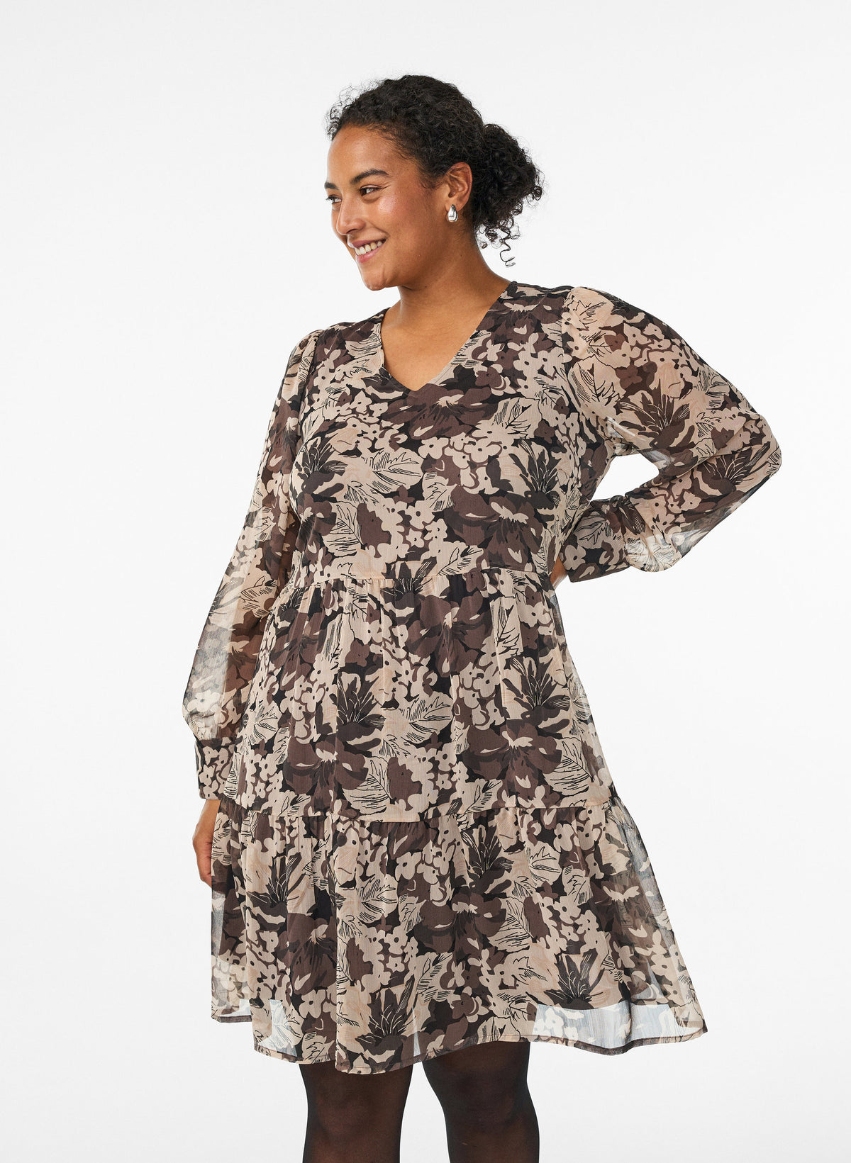 Zizzi Karina Dress in Brown