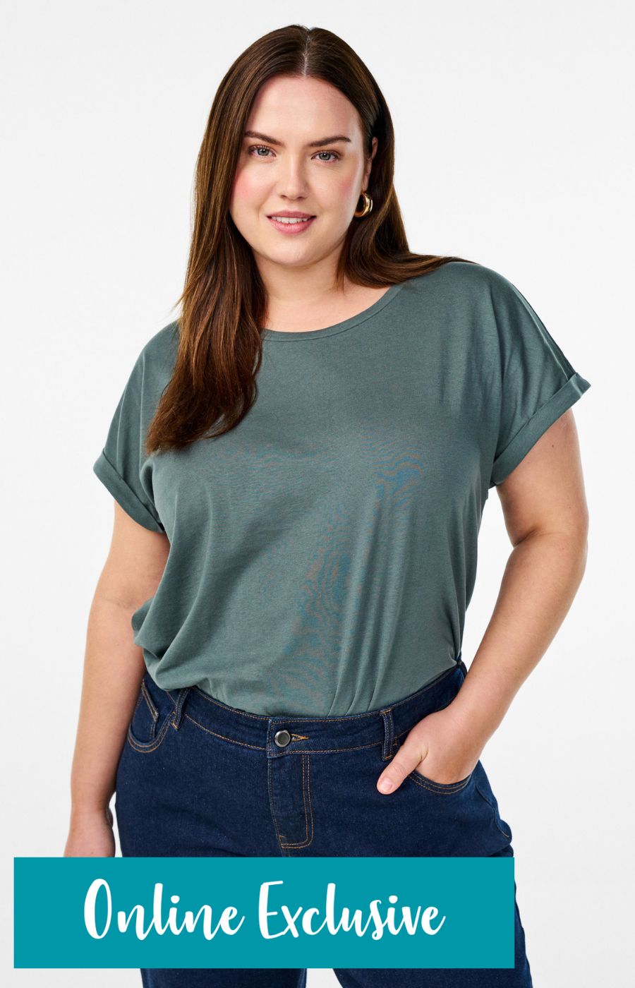 Zizzi Katja T-Shirt in Balsam Green