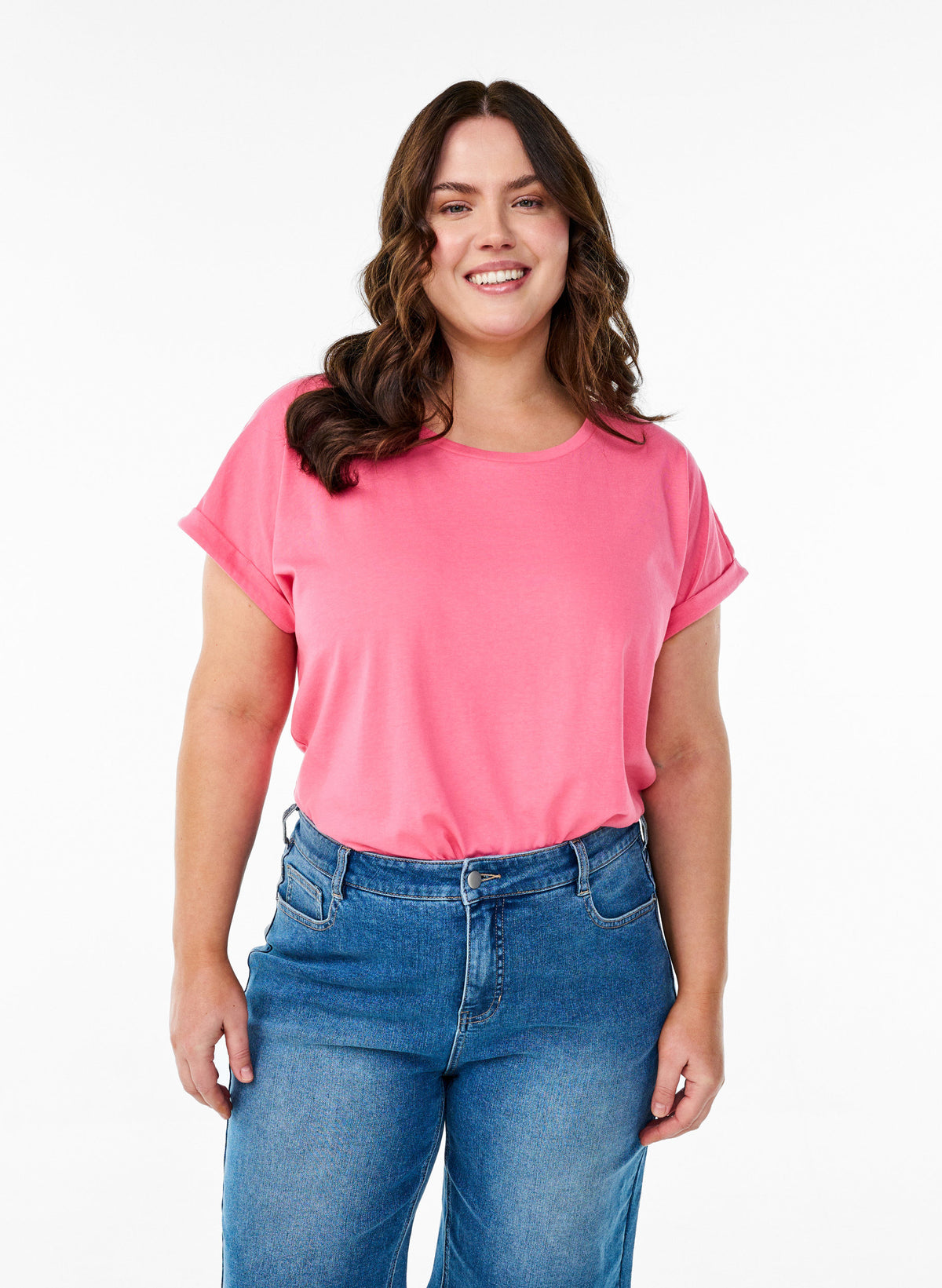 Zizzi Katja T-Shirt in Bubblegum Pink