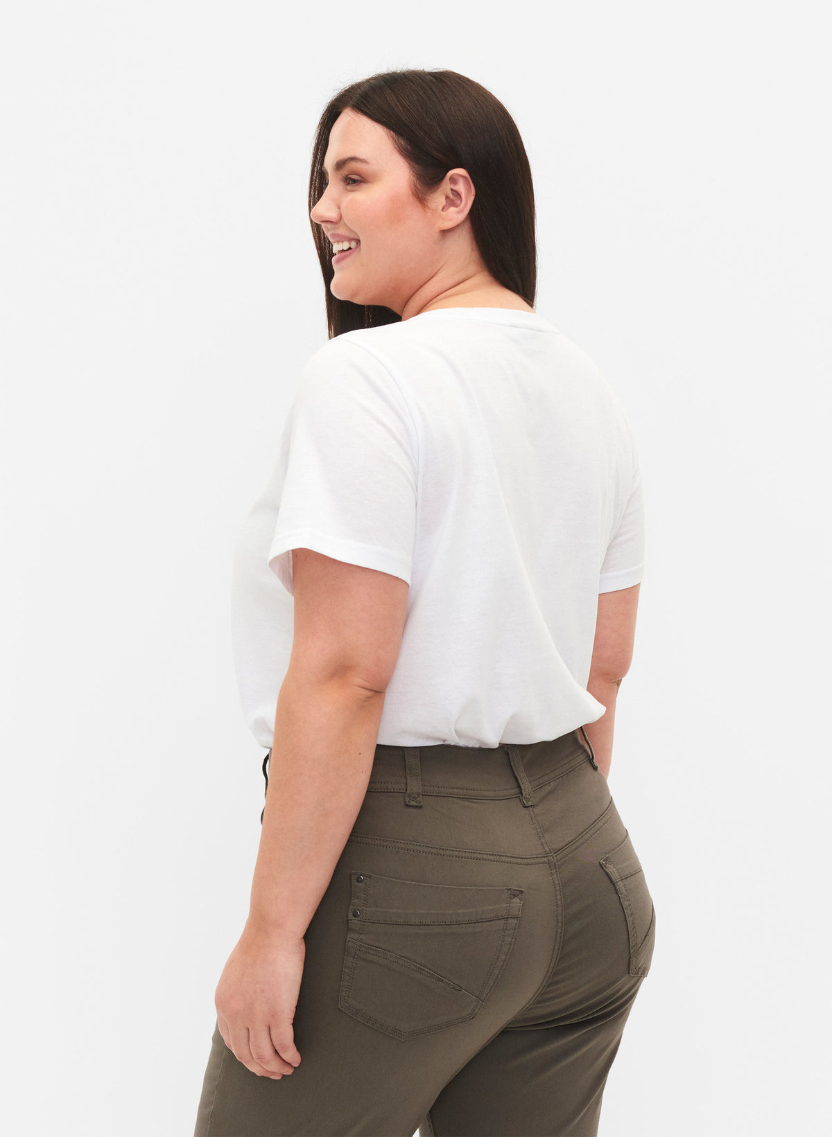 Zizzi Katja V-Neck T-Shirt in White