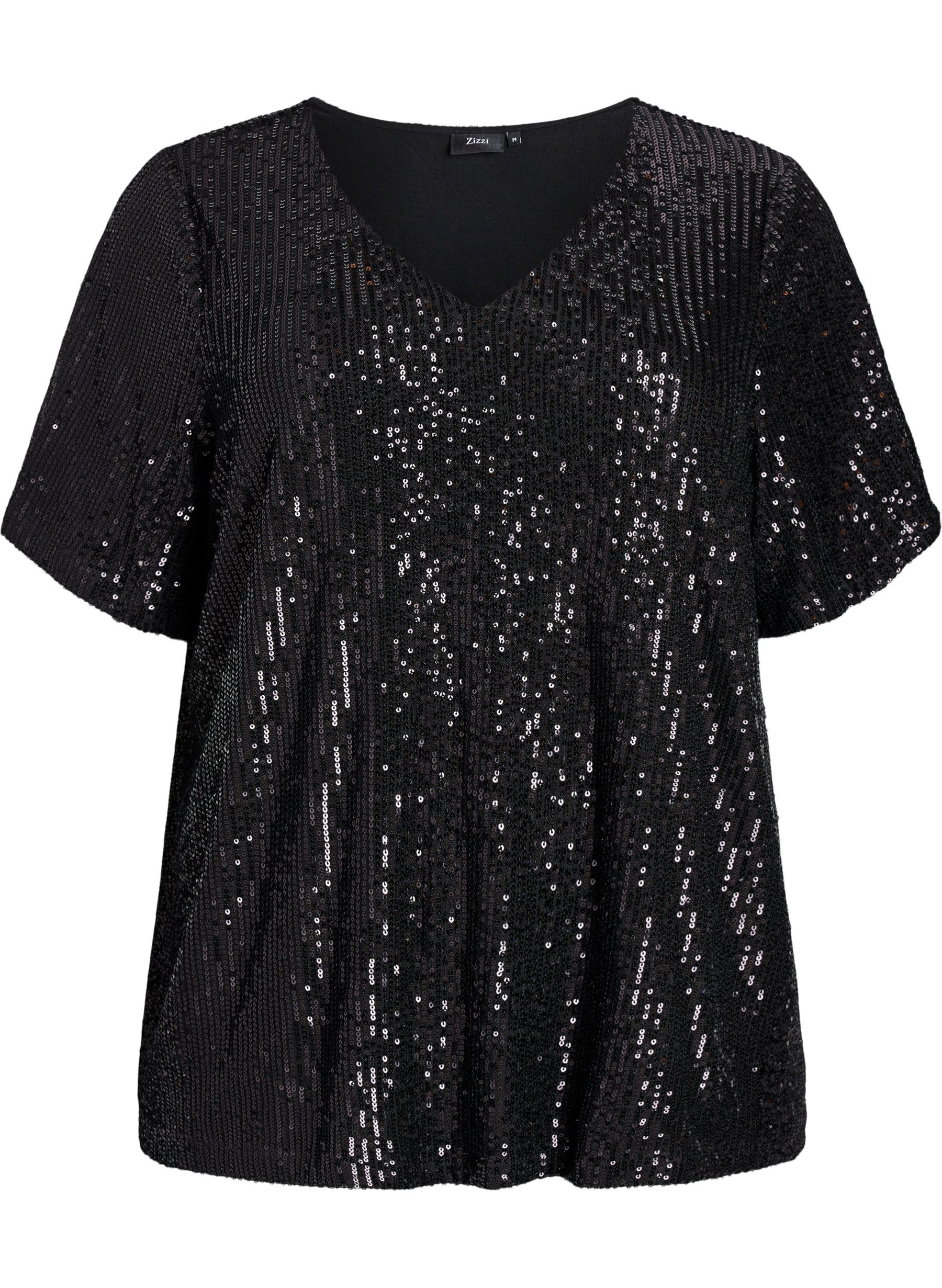 Zizzi Lina Sequin Blouse in Black