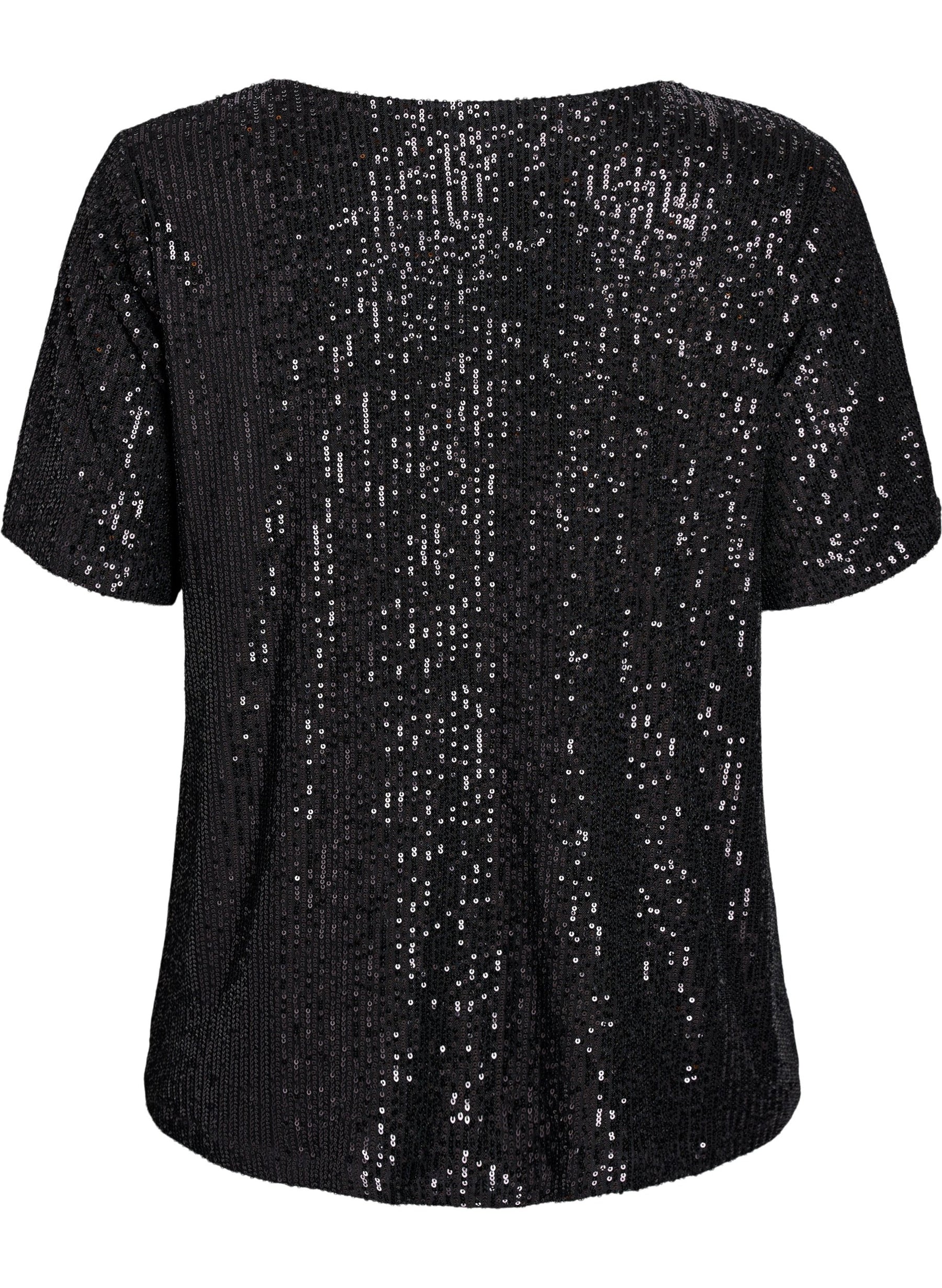 Zizzi Lina Sequin Blouse in Black