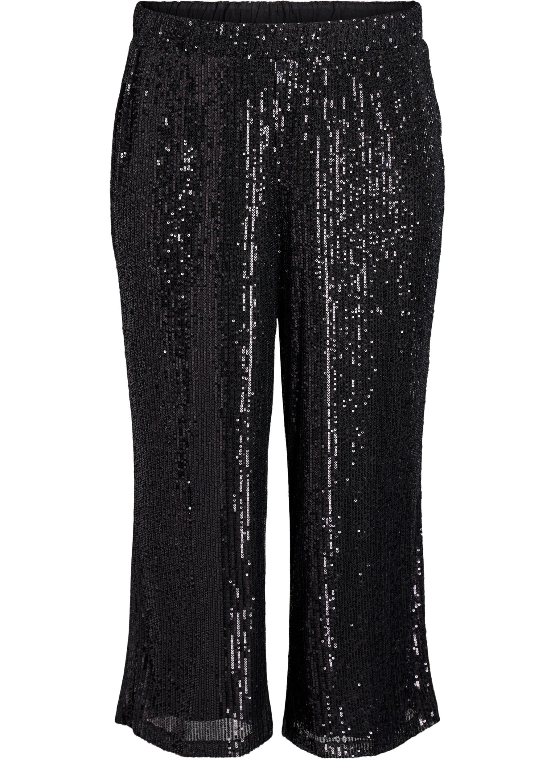 Zizzi Lina Sequin Trousers in Black