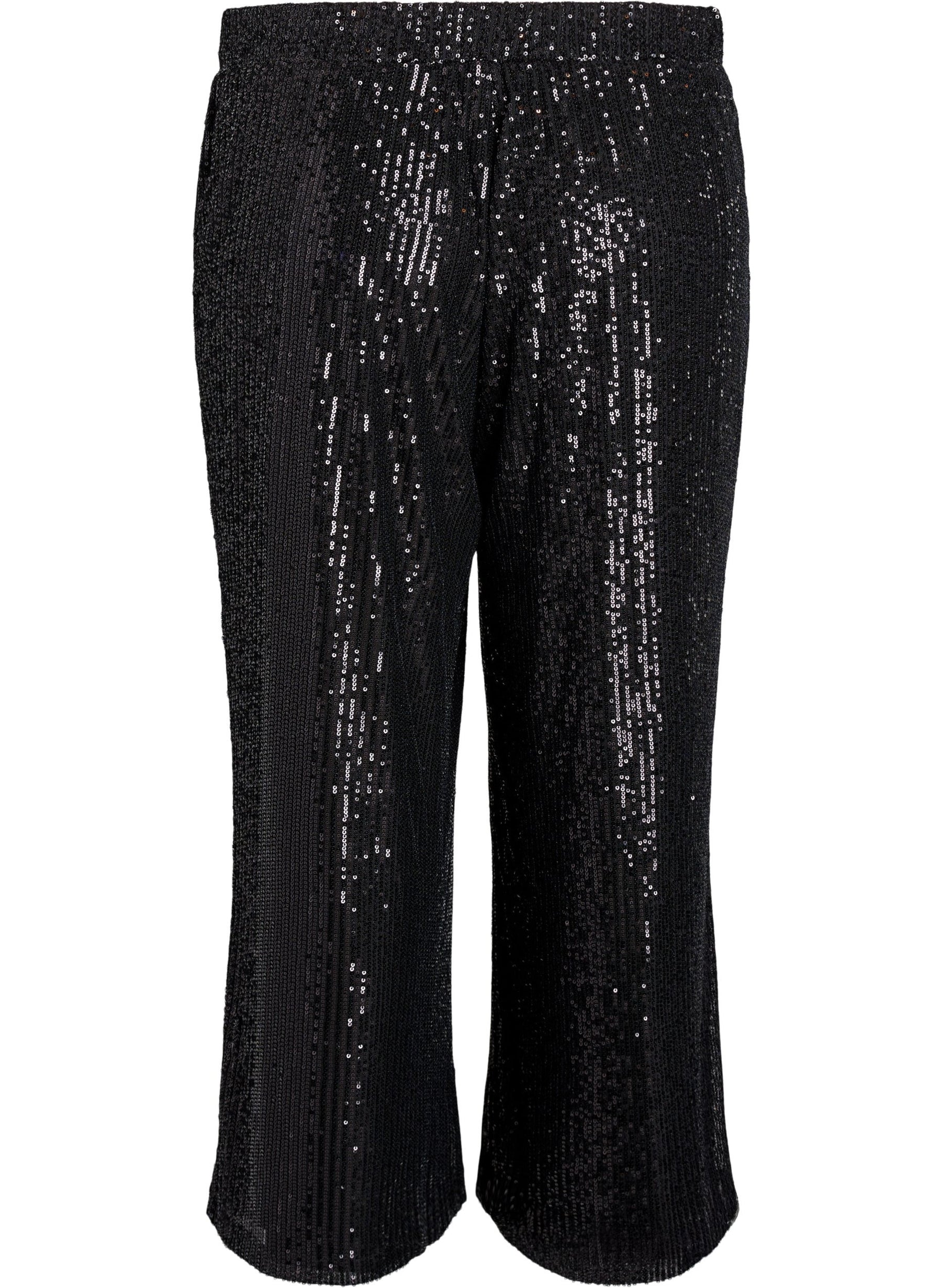 Zizzi Lina Sequin Trousers in Black