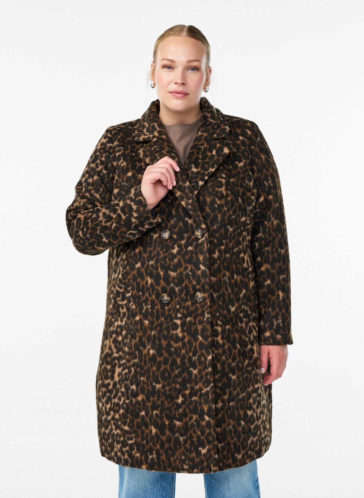 Zizzi Liva Coat in Leopard Print