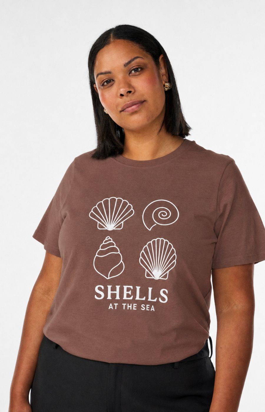 Zizzi Liz T-Shirt in Mocha Shells