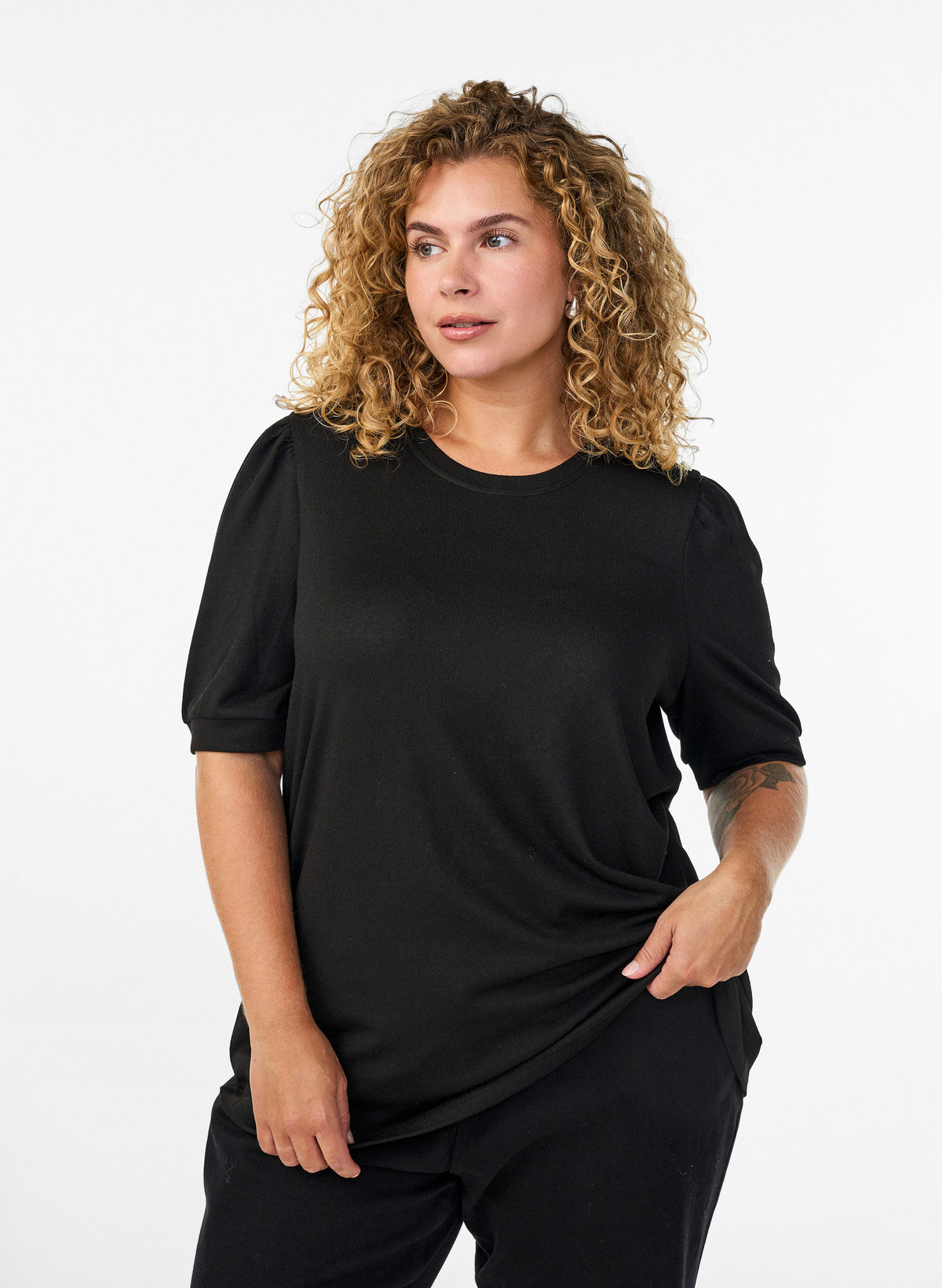Zizzi Lucca Short Sleeve Jumper in Black