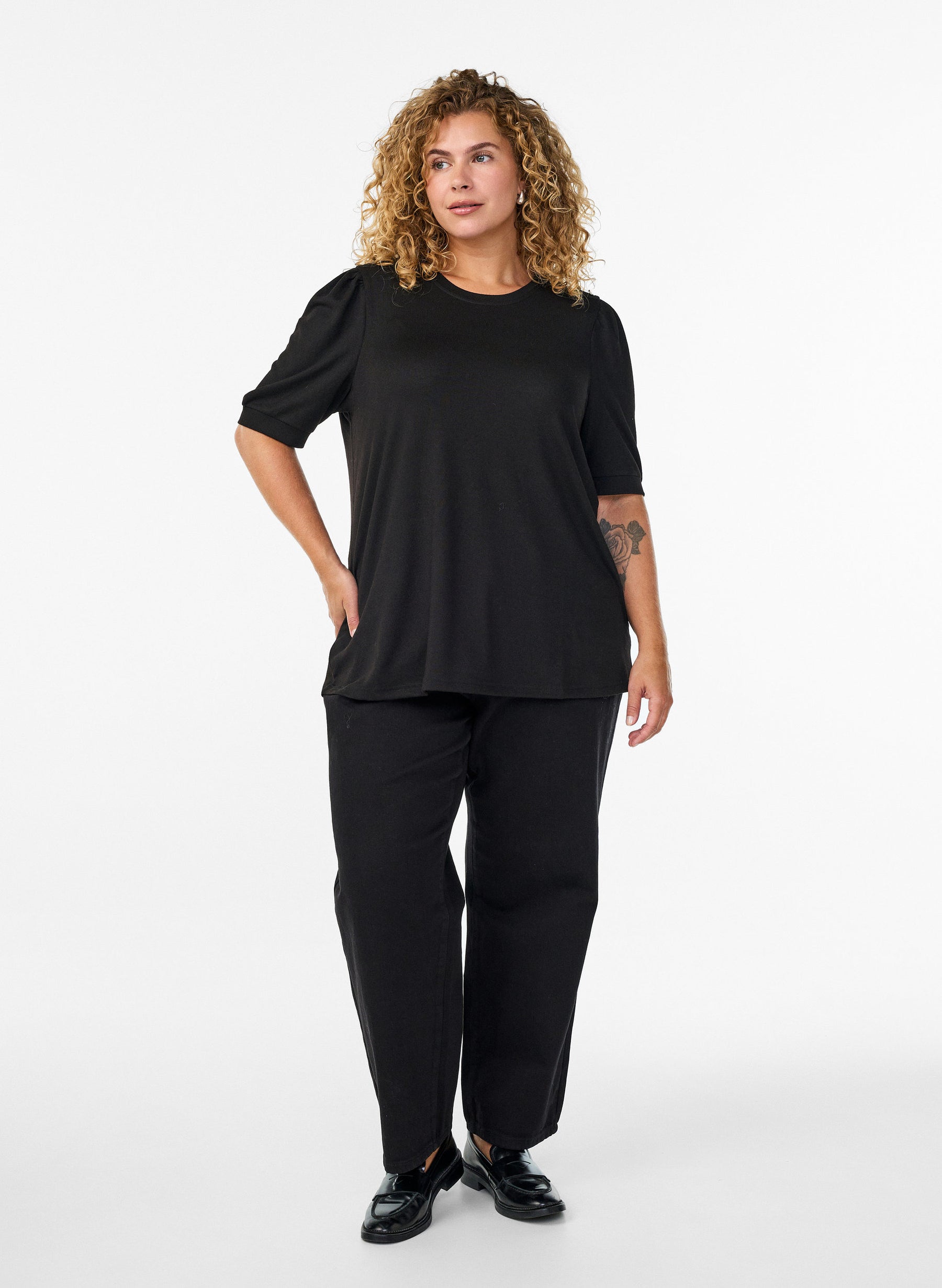 Zizzi Lucca Short Sleeve Jumper in Black