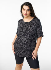 Zizzi Mandy T-Shirt in Grey Leopard