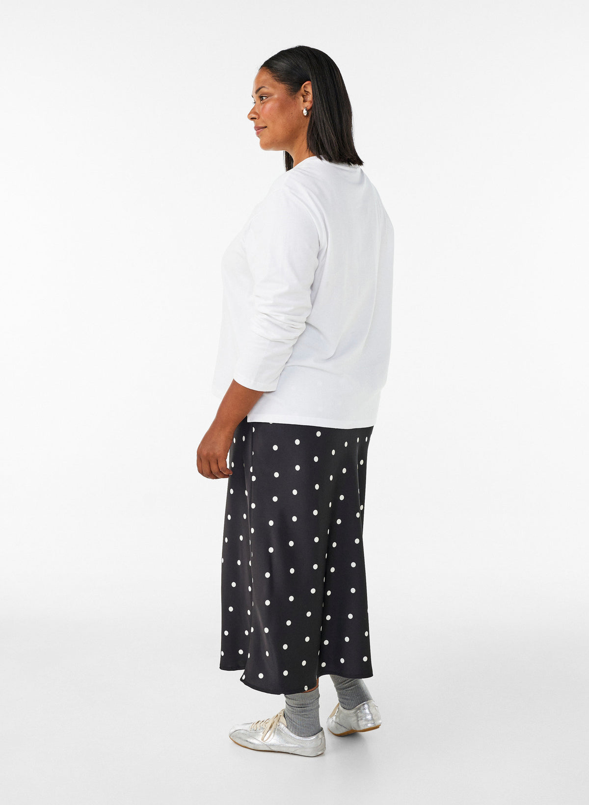Zizzi Minela Skirt in Black Polka Dot