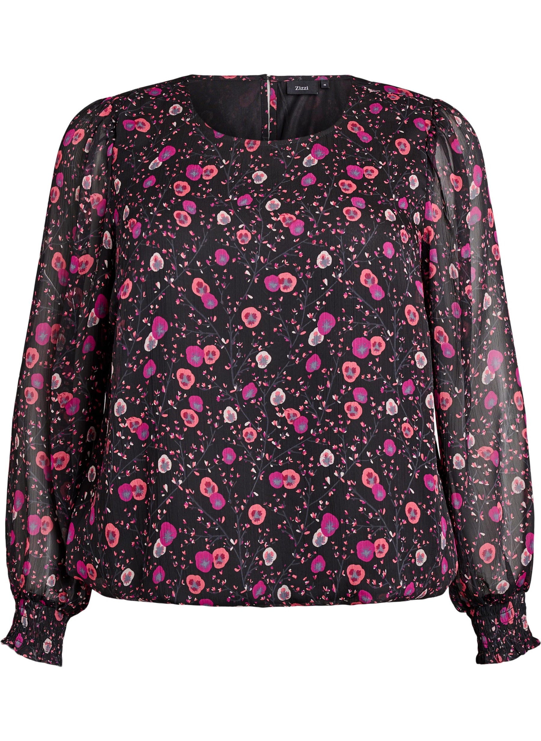 Zizzi Paula Floral Blouse in Black
