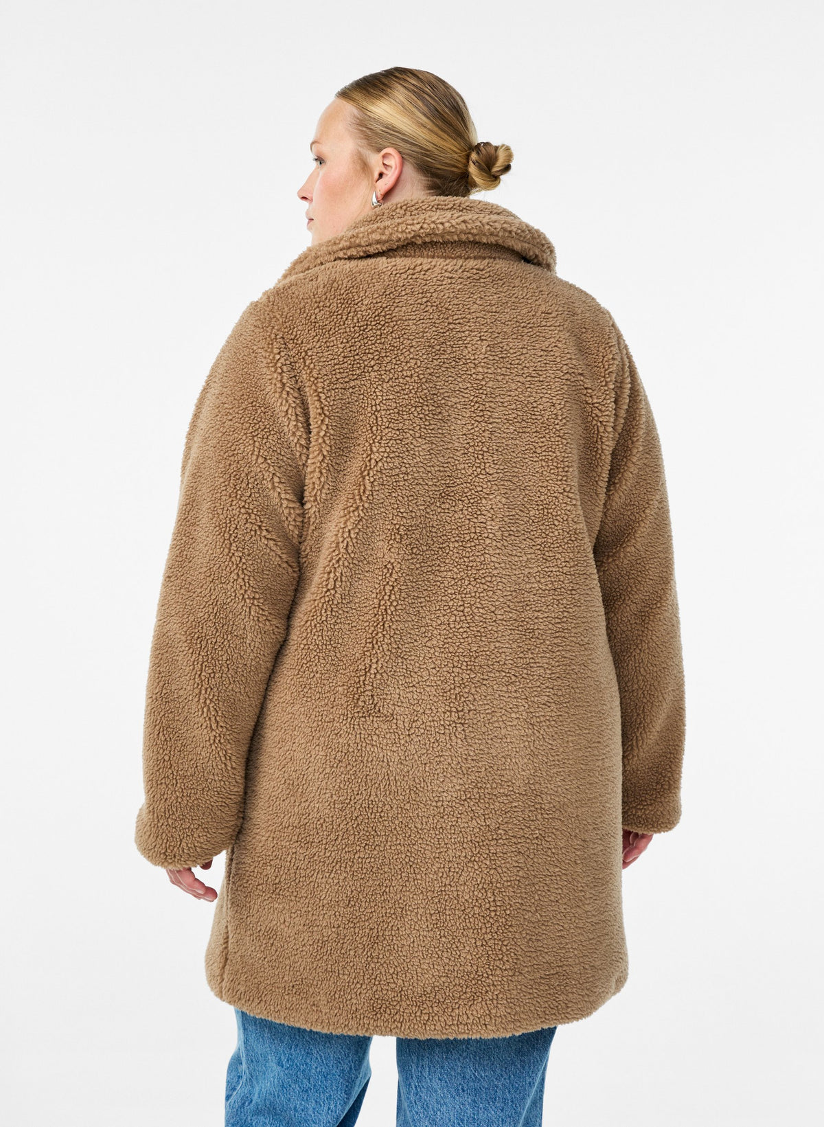 Zizzi Rosa Teddy Coat in Tan