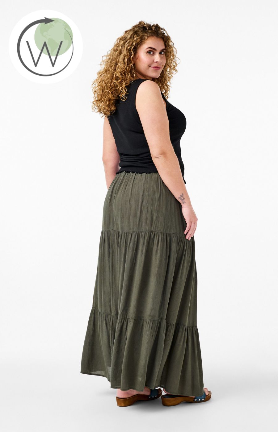 Zizzi Rose Skirt in Khaki